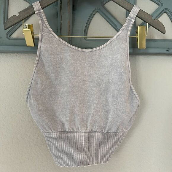 NWOT Free People Good Karma Hi Neck Gray M/L Sports Bra Top Movement Gym - Picture 15 of 16